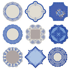Victorian Tags and Frames - Porcelain Vintage Set - in vector