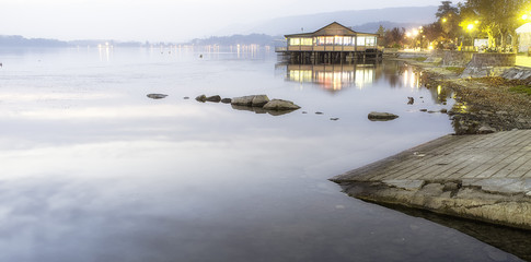 Viverone lake autumnal view color image