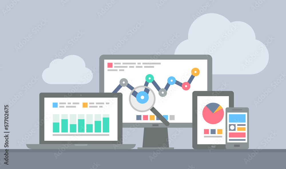 Poster website and mobile analytics concept