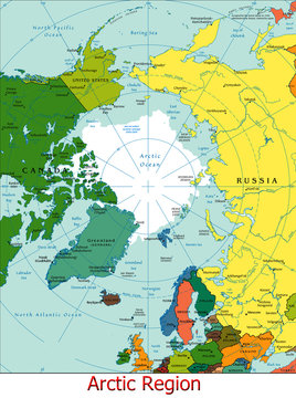 World Earth Arctic region continent country map