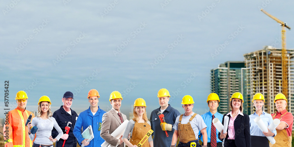 Poster Group of construction workers.