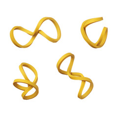 Fototapeta premium Twisted yellow elastic rubber bands isolated on white background