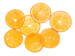 Orange fruit. Slices on white. Background
