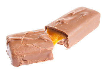 Chocolate candy bar , isolated on white