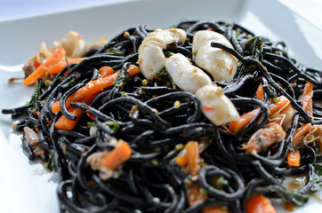 Spicy black spaghetti