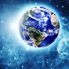 blue planet in beautiful space