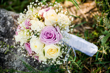 Pink yellow wedding bouquet decoration