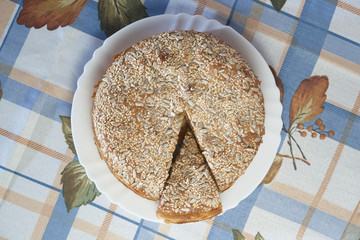 Apricot pie on plate
