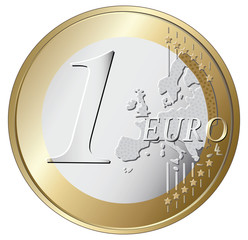 one euro coin vector illustration - obrazy, fototapety, plakaty