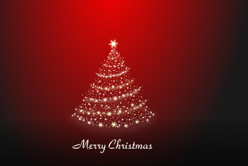 Christmas tree alone on a red background