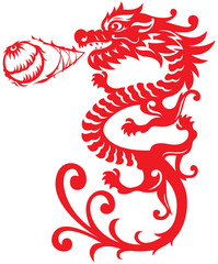 Chinese Style Dragon Breathing Fire Ball illustration