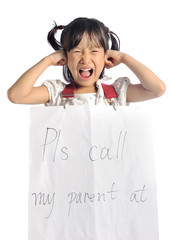 asian little girl get lost with parent information contact