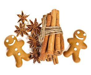 gingerbread man with cinnamon sticks and star anise