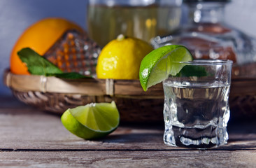 tequila and citrus fruits