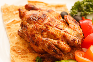 roasted quail with vegetables