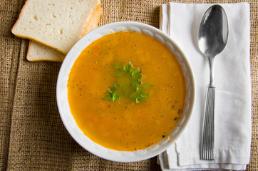 A simple rustic pea soup