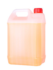 Canister with orange liquid isolated