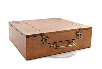 Wooden brown casket isolated
