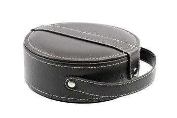 Leather box for cosmetic or jewelery isolated