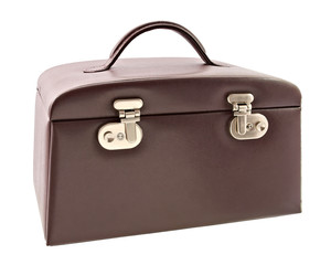 Leather box for cosmetic or jewelery isolated