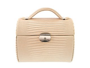 Leather box for cosmetic or jewelery isolated