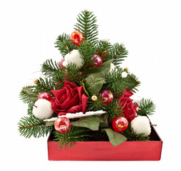 Decorated christmas tree isolated on white background