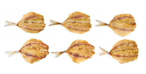 Naklejka premium Stack of fish isolated on white background