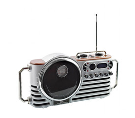 Radio and cd's player isolated on white background