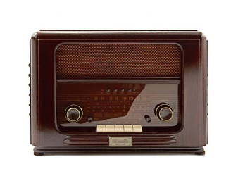 Vintage radio on white background
