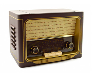 Vintage radio on white background
