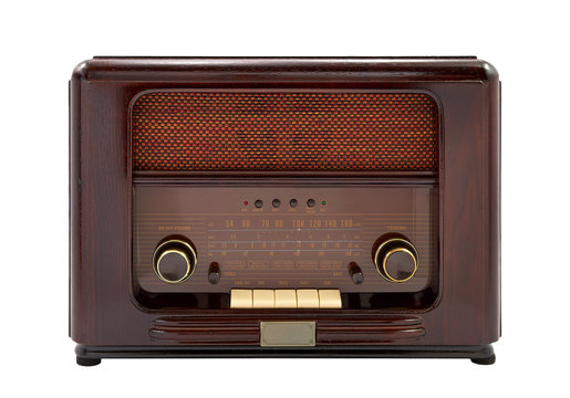 Vintage radio on white background
