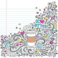 Coffee Latte Hot Drink Back to School Sketchy Doodles