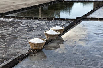 Naklejka premium Salt farm in Tamarin, Mauritius island