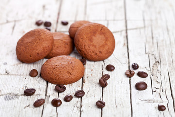 chocolate cookies and coffee beans