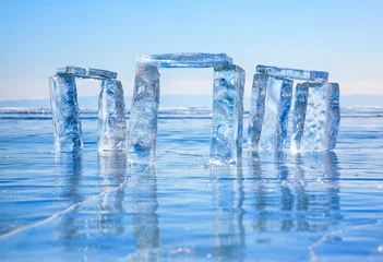 Fotobehang Icehange - stonehenge made from ice © Serg Zastavkin
