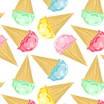 Vector Seamless Pattern With Ice Cream