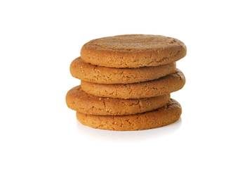 Stack of biscuits on a white background