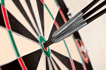 Dart in bullseye on the target