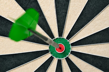 Dart in bullseye on the target