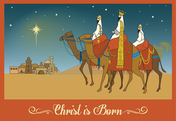 Three Wise Men Following the Bethlehem Star