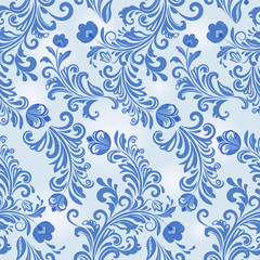 Seamless winter blue flower wallpaper pattern.