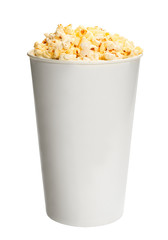 Popcorn in box isolated on white background