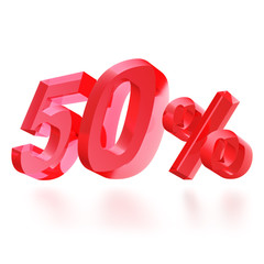 Sales concept: 50% off sign on white