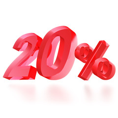 Sales concept: 20% off sign on white