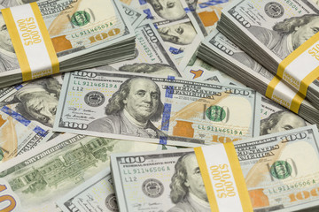 Abstract Stacks of the U.S. New One Hundred Dollar Bill