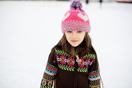 Winter portrait of lovely child girl