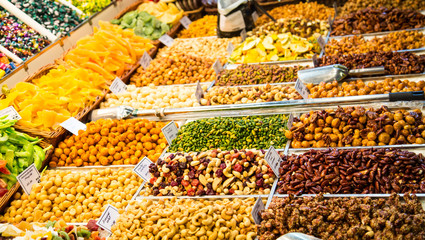 Dried Nuts and Fruit in a Market