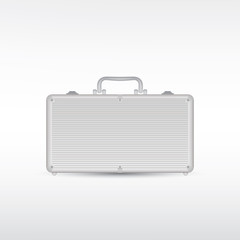 Silver metal briefcase. Vector eps10.