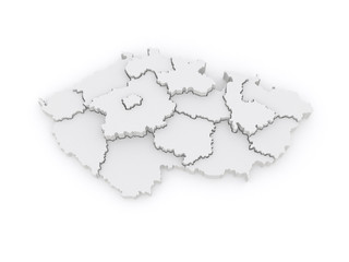 Three-dimensional map of Czech Republic.