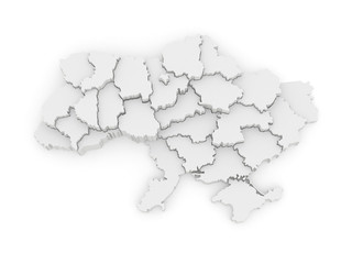 Three-dimensional map of Ukraine.